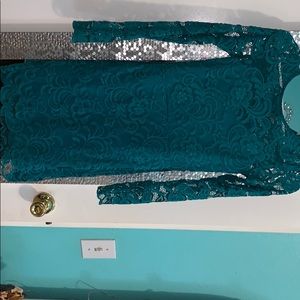 Blue long sleeve lace mini dress